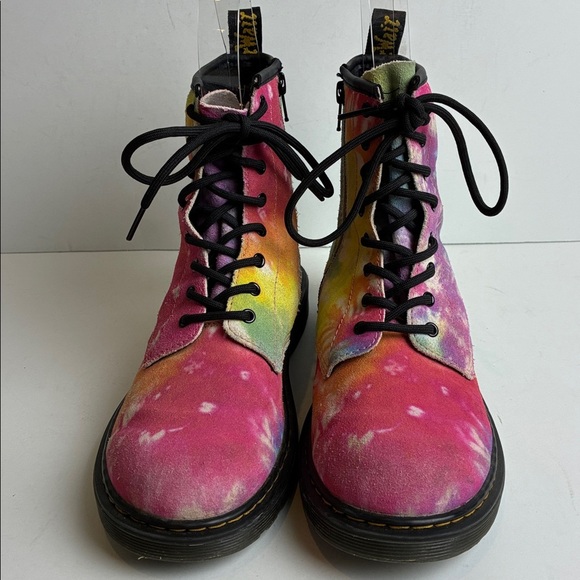 Dr. Martens 1460Y Multi Tie Dye Leather Combat Boots Youth M6 Women’s 7 EU 38 - Picture 9 of 16